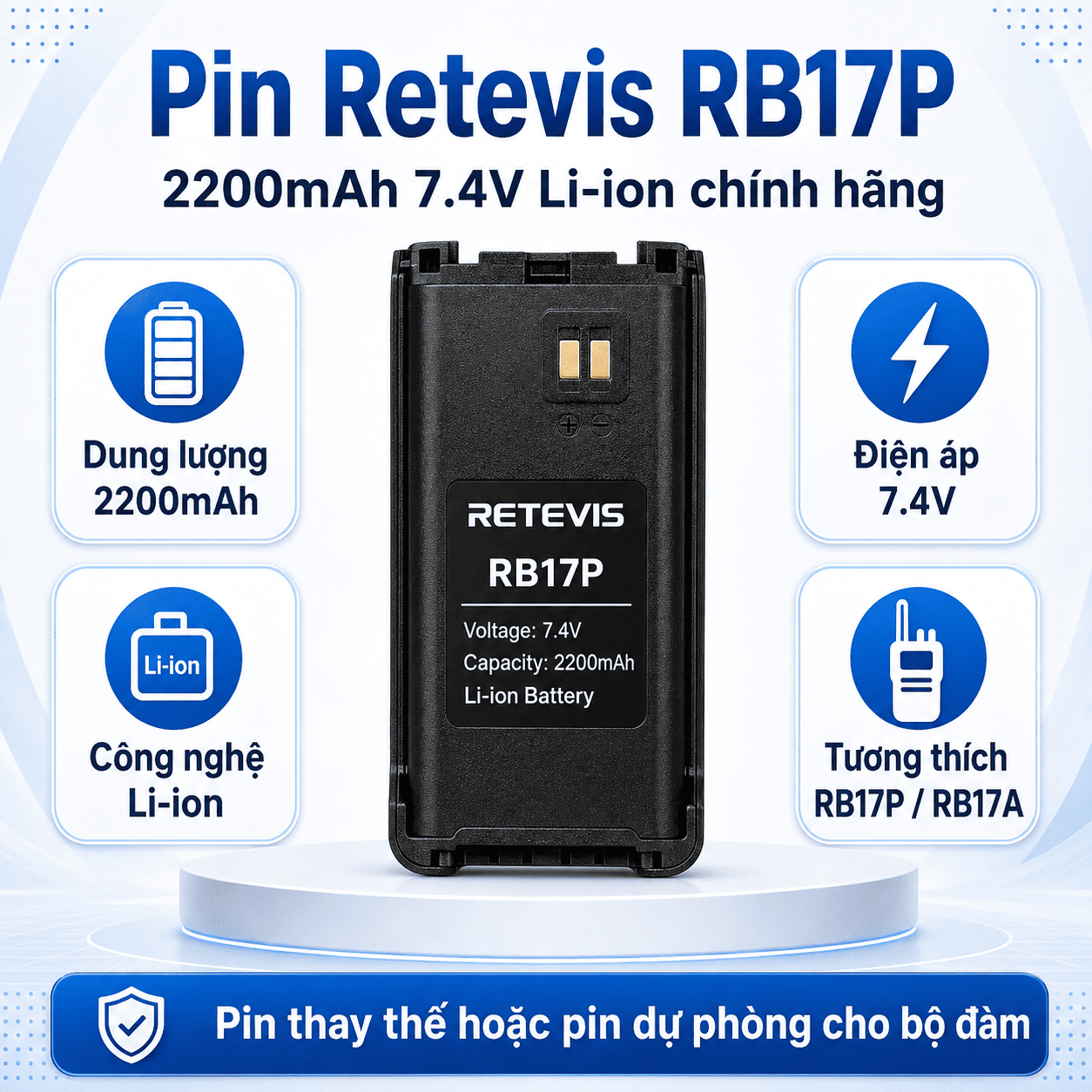 Pin bộ đàm Retevis RB17P