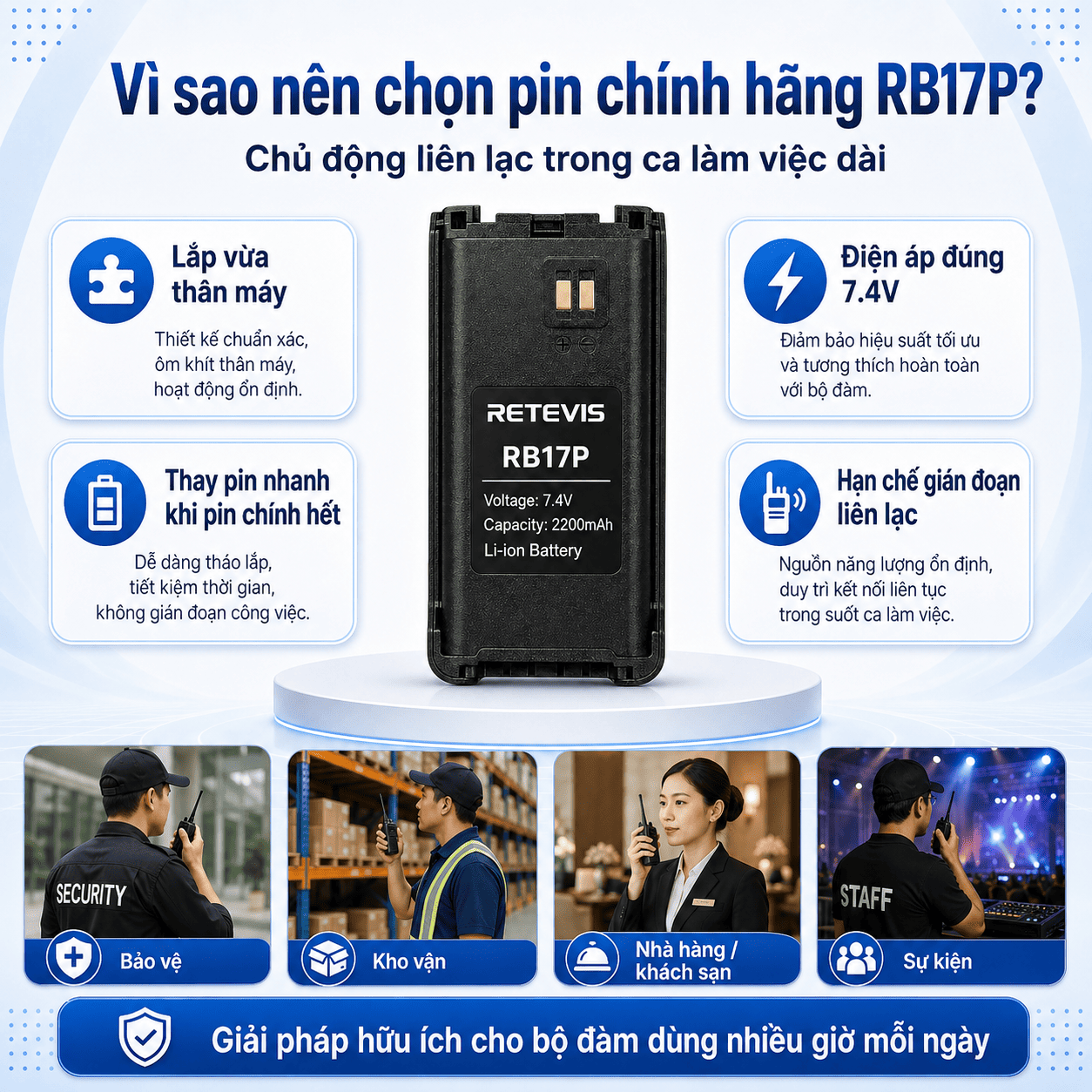 Pin bộ đàm Retevis RB17P